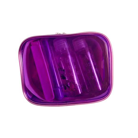 Disney Minnie Mouse Mini Travel Toiletry 5 pc Set Toothbrush Comb Bottle Kawaii - Picture 5 of 8